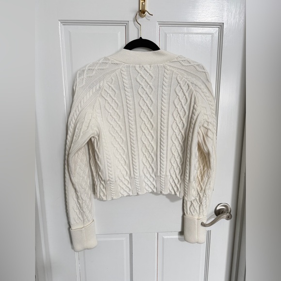 Faherty Cropped Cream Cable-Knit Cuddle Cardigan Sweater Size S - Picture 3 of 7